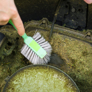 Winterize your lawn mower by cleaning it first. 